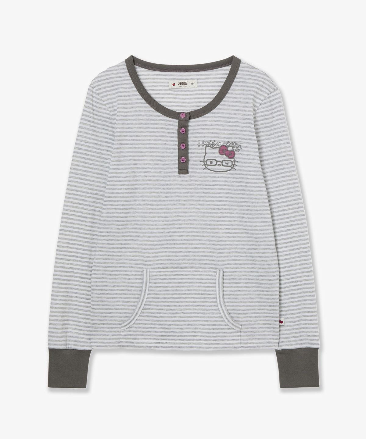 에이이에이이(AEAE) HELLO KITTY STRIPE TEE [GREY]