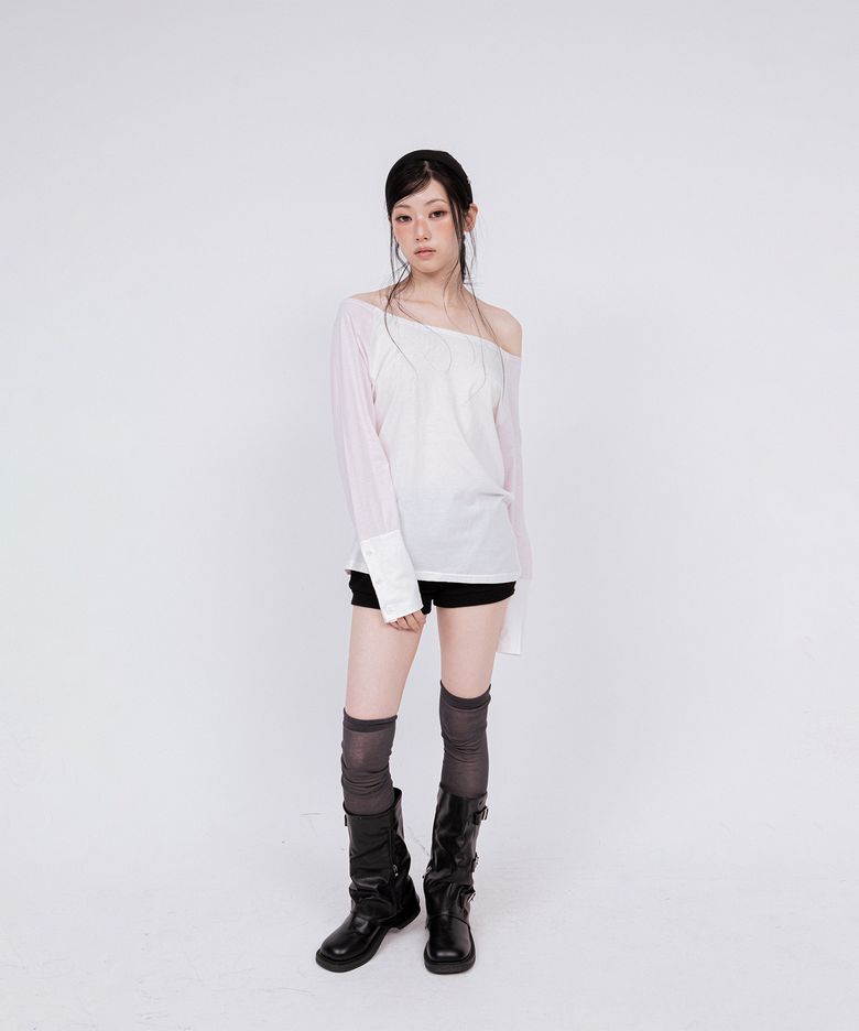CUFF POINT RAGLAN TOP BABY PINK