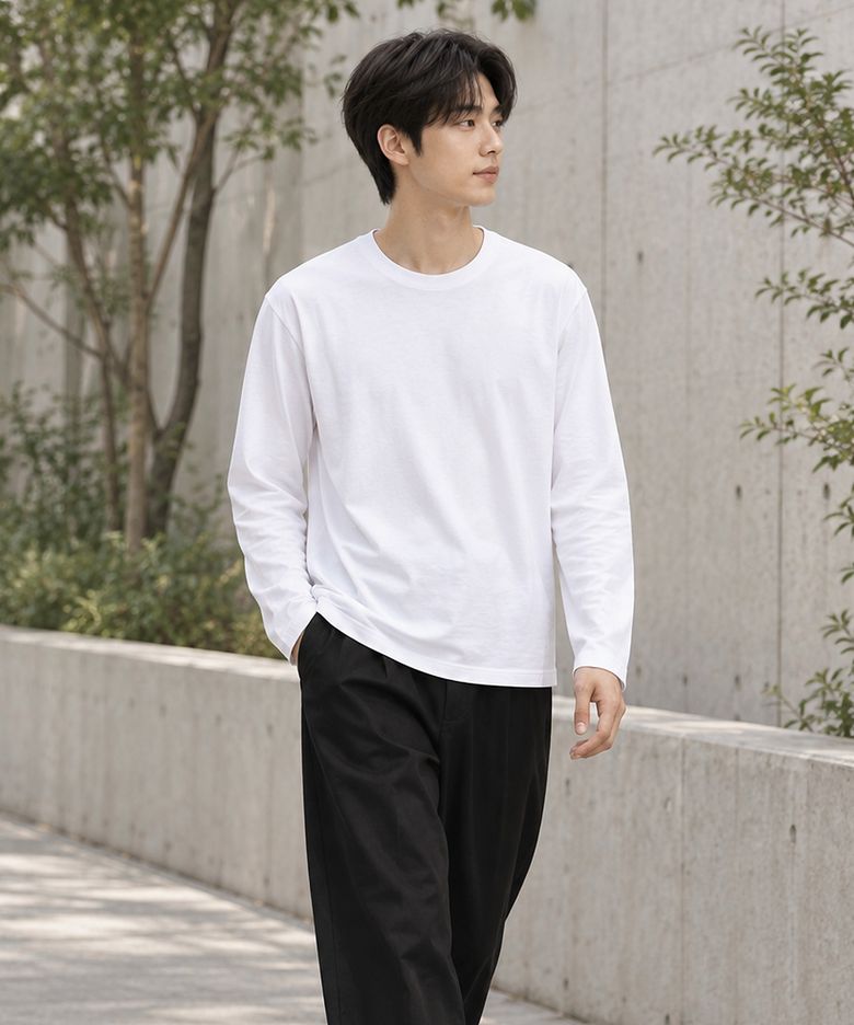 남녀공용 무지 긴팔 티셔츠 20수 기본핏