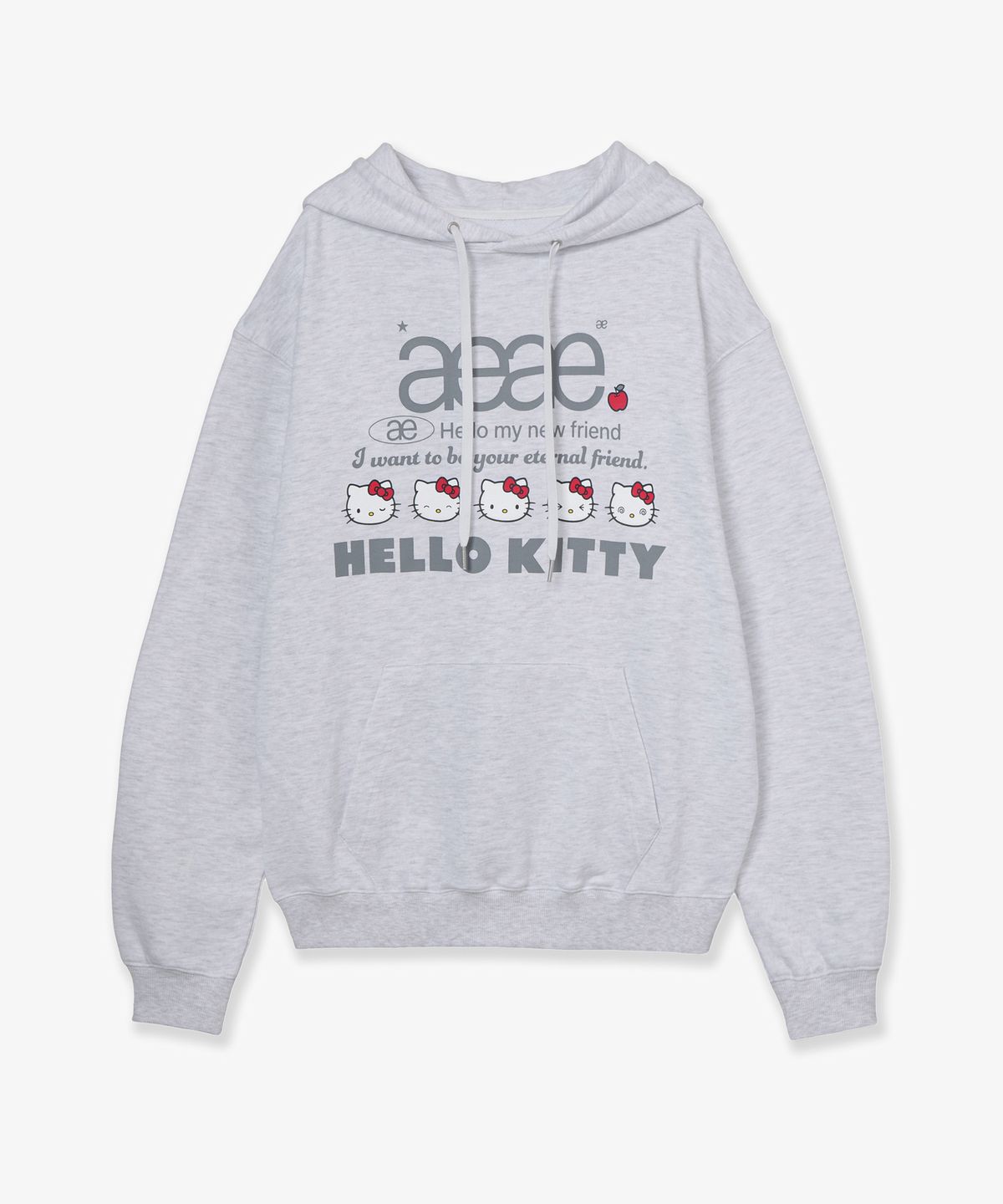 에이이에이이(AEAE) HELLO KITTY WEB LOGO HOODIE [LIGHT GREY]