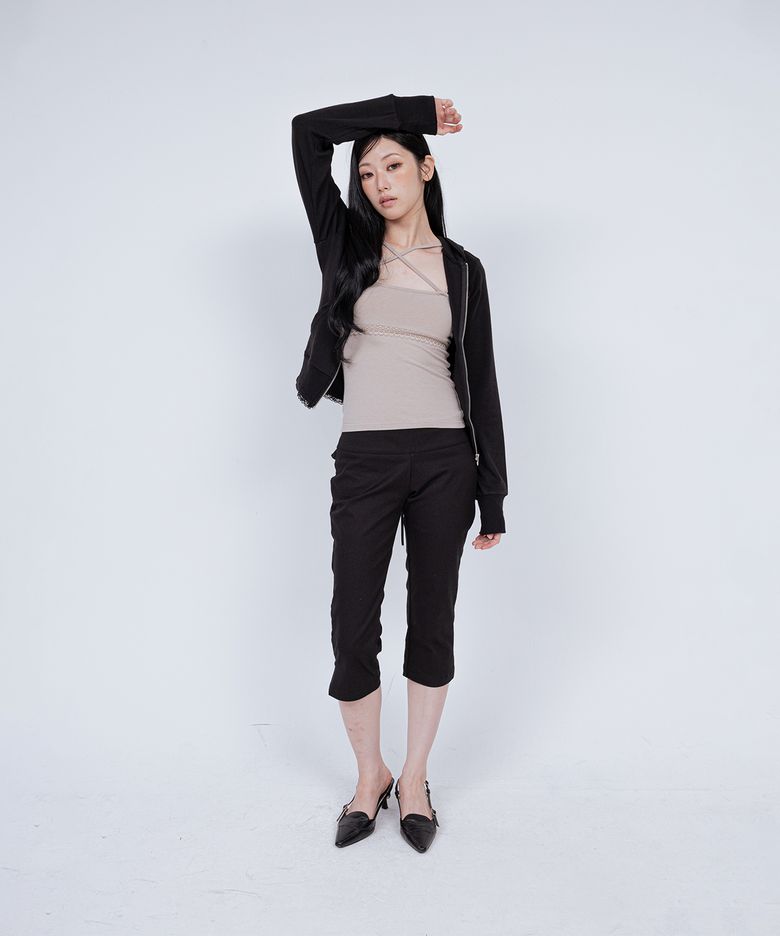 DOUBLE STRAP CROSS TANK BEIGE