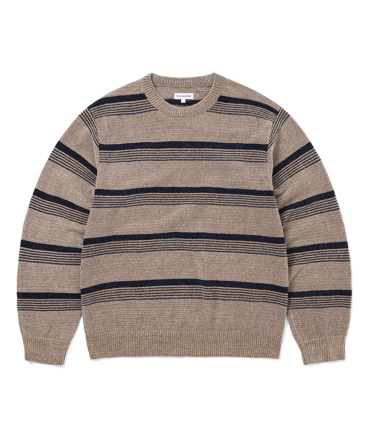 디스이즈네버댓(THISISNEVERTHAT) Striped Velvet Knit Sweater Dusty Pink
