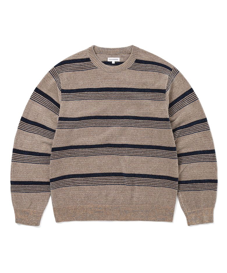 Striped Velvet Knit Sweater Dusty Pink