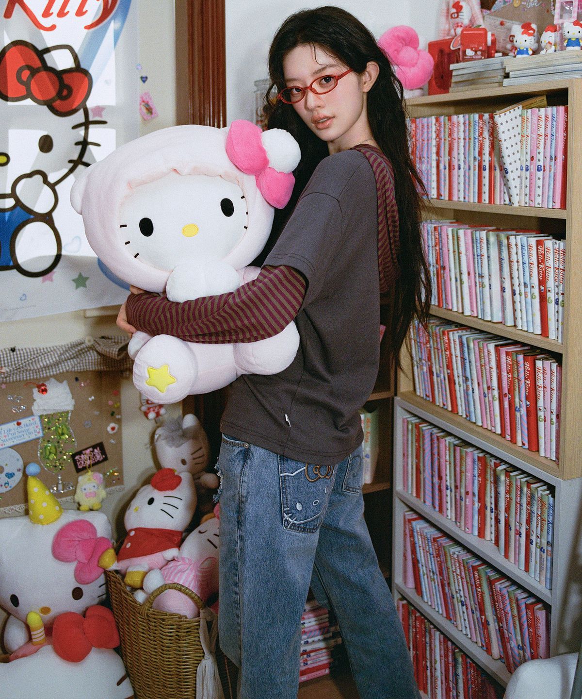 에이이에이이(AEAE) HELLO KITTY LAYERED HOODIE [PURPLE]