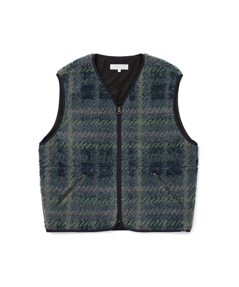 Fleece Check Vest Navy
