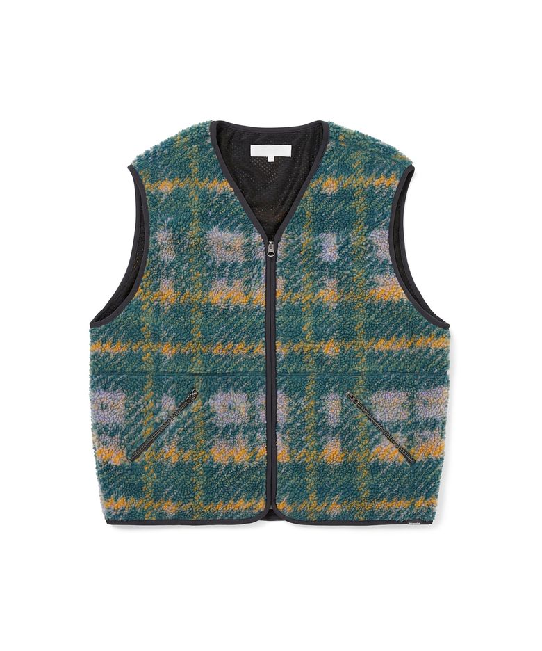 Fleece Check Vest Lavender