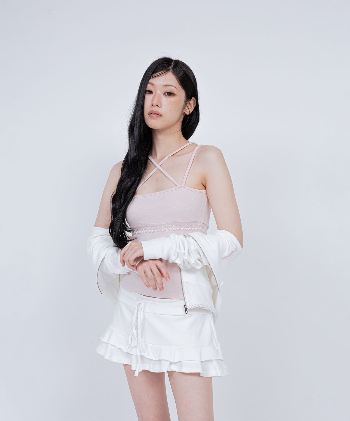 벨리아르(BELLIALEU) DOUBLE STRAP CROSS TANK PINK