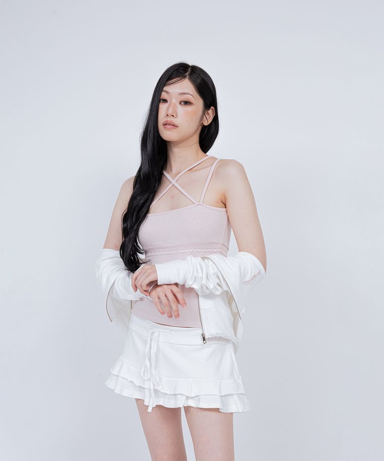 DOUBLE STRAP CROSS TANK PINK