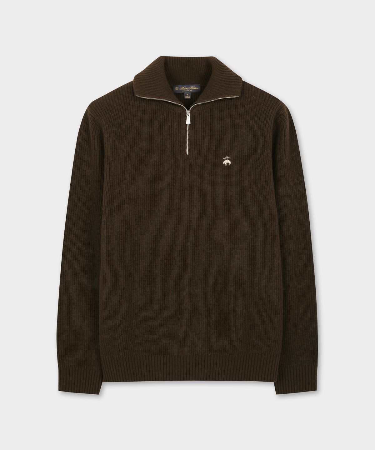 브룩스 브라더스(BROOKS BROTHERS) 텍스처 조직 하프 집업 스웨터 (브라운) (BBWZMOG423)