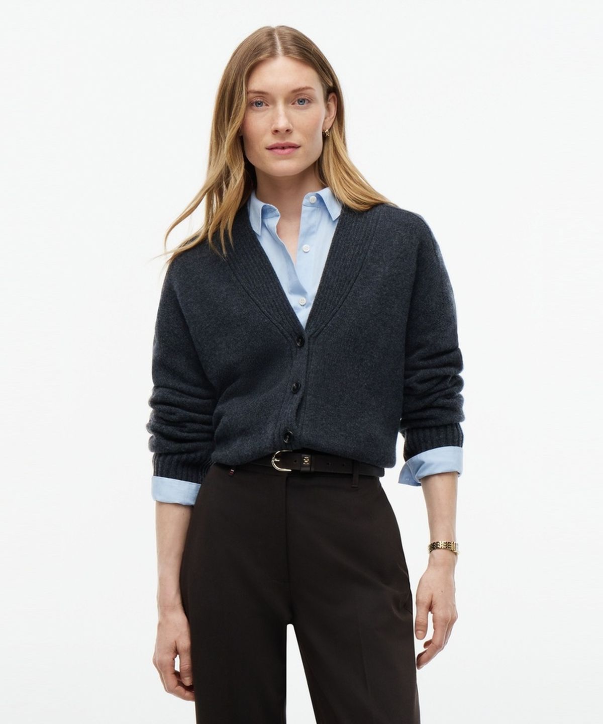 타미힐피거(TOMMY HILFIGER) 블렌드 브이넥 가디건 (T22G7KCD083WT1P4E)
