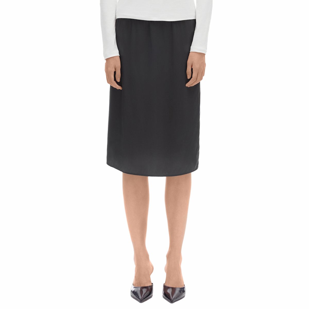 후포(HOOPOE) love silk midiskirt_Deep Forest