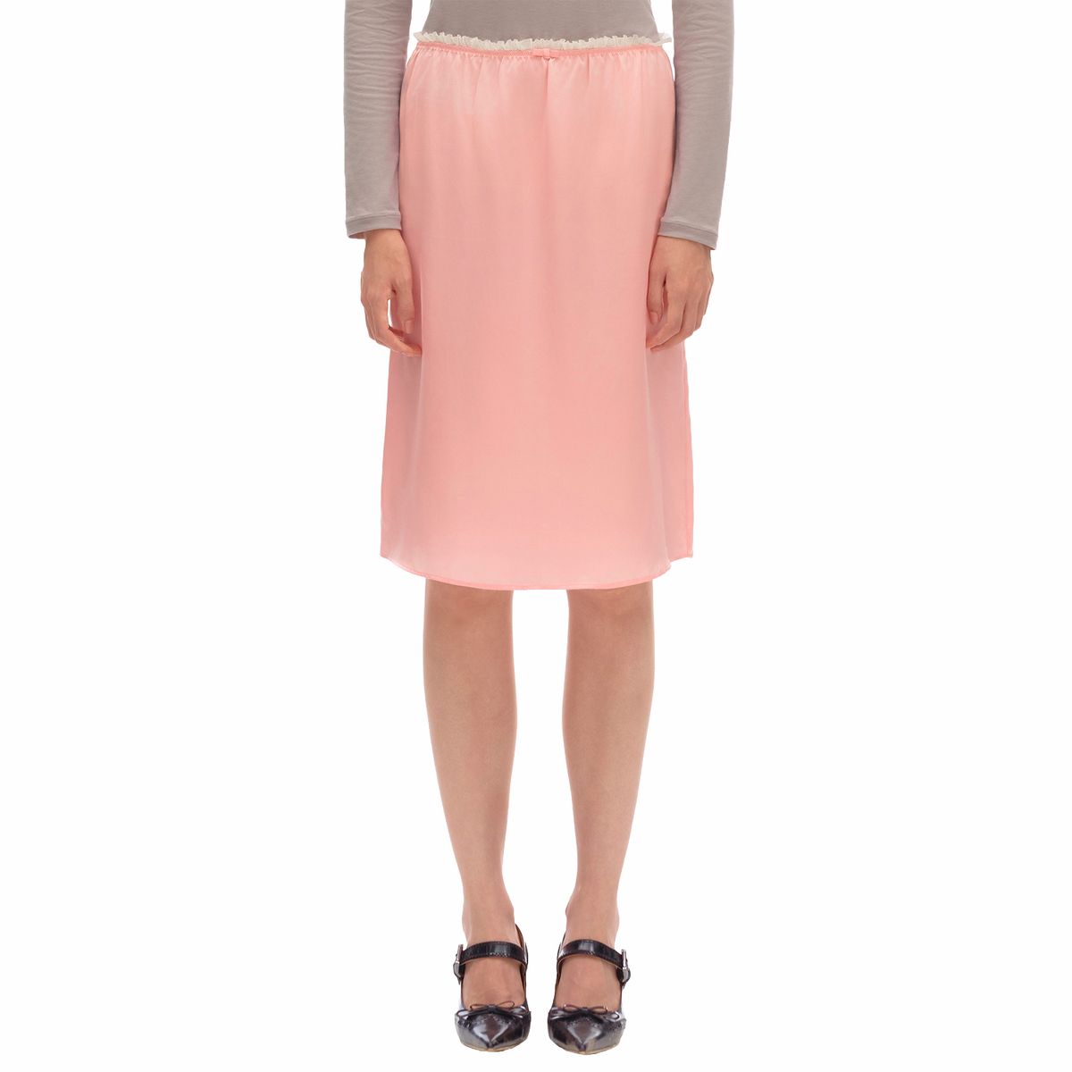 후포(HOOPOE) love silk midiskirt_Pink Icing