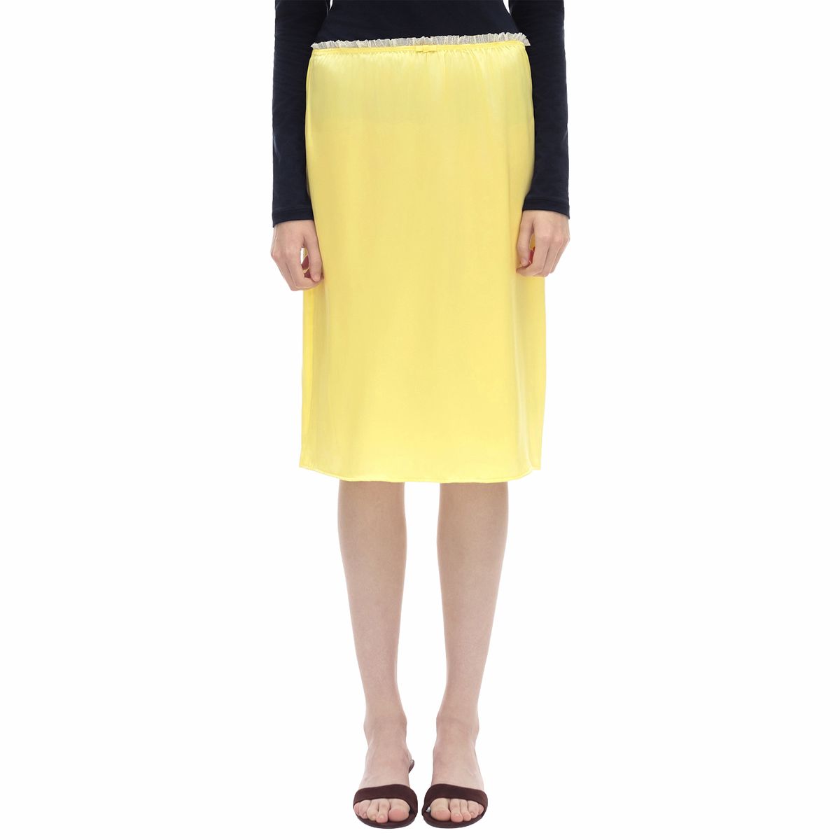 후포(HOOPOE) love silk midiskirt_Lemon Sorbet
