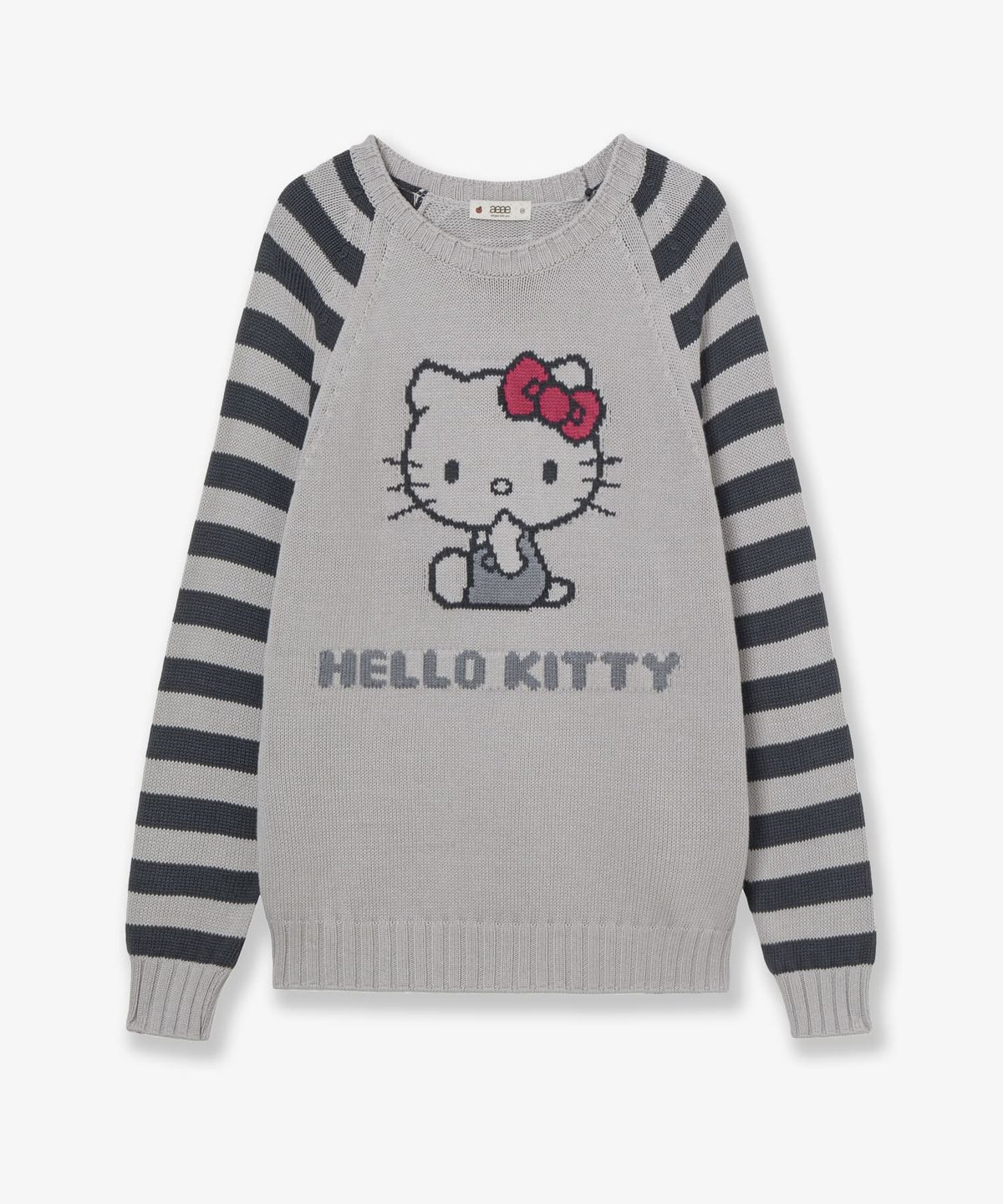 에이이에이이(AEAE) HELLO KITTY NERDY STRIPE RAGLAN KNIT [GREY]