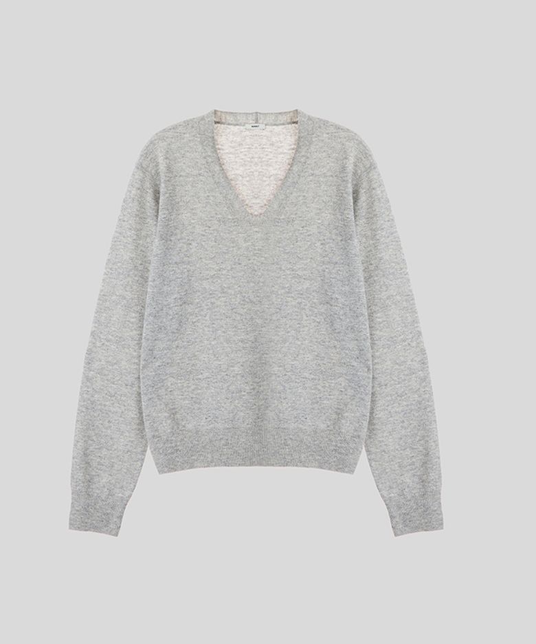 Cashmere wool blended v-neck knit (GREY)
