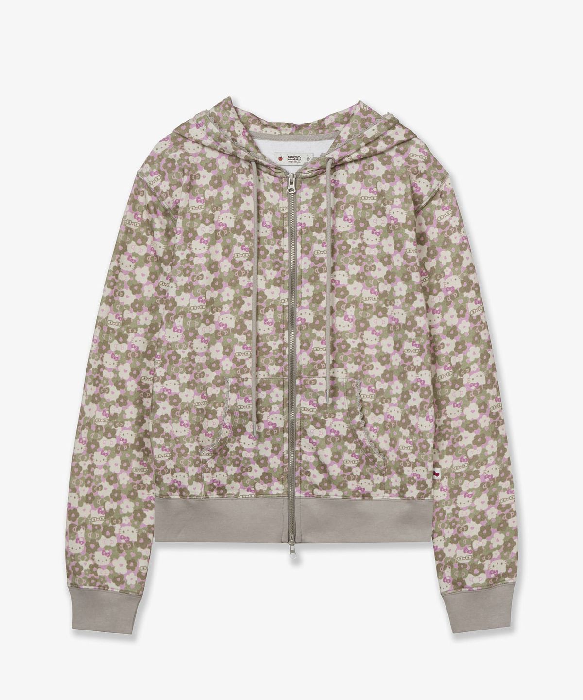 에이이에이이(AEAE) HELLO KITTY PATTERN ZIP UP HOODIE [KHAKI]