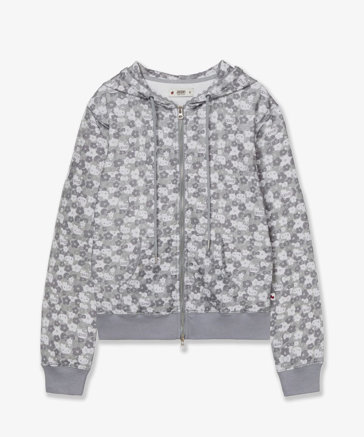 에이이에이이(AEAE) HELLO KITTY PATTERN ZIP UP HOODIE [GREY]