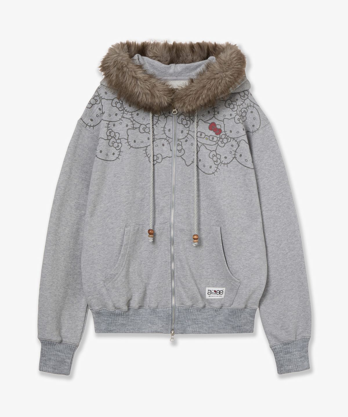 에이이에이이(AEAE) HELLO KITTY FUR ZIP UP HOODIE [MELANGE GREY]
