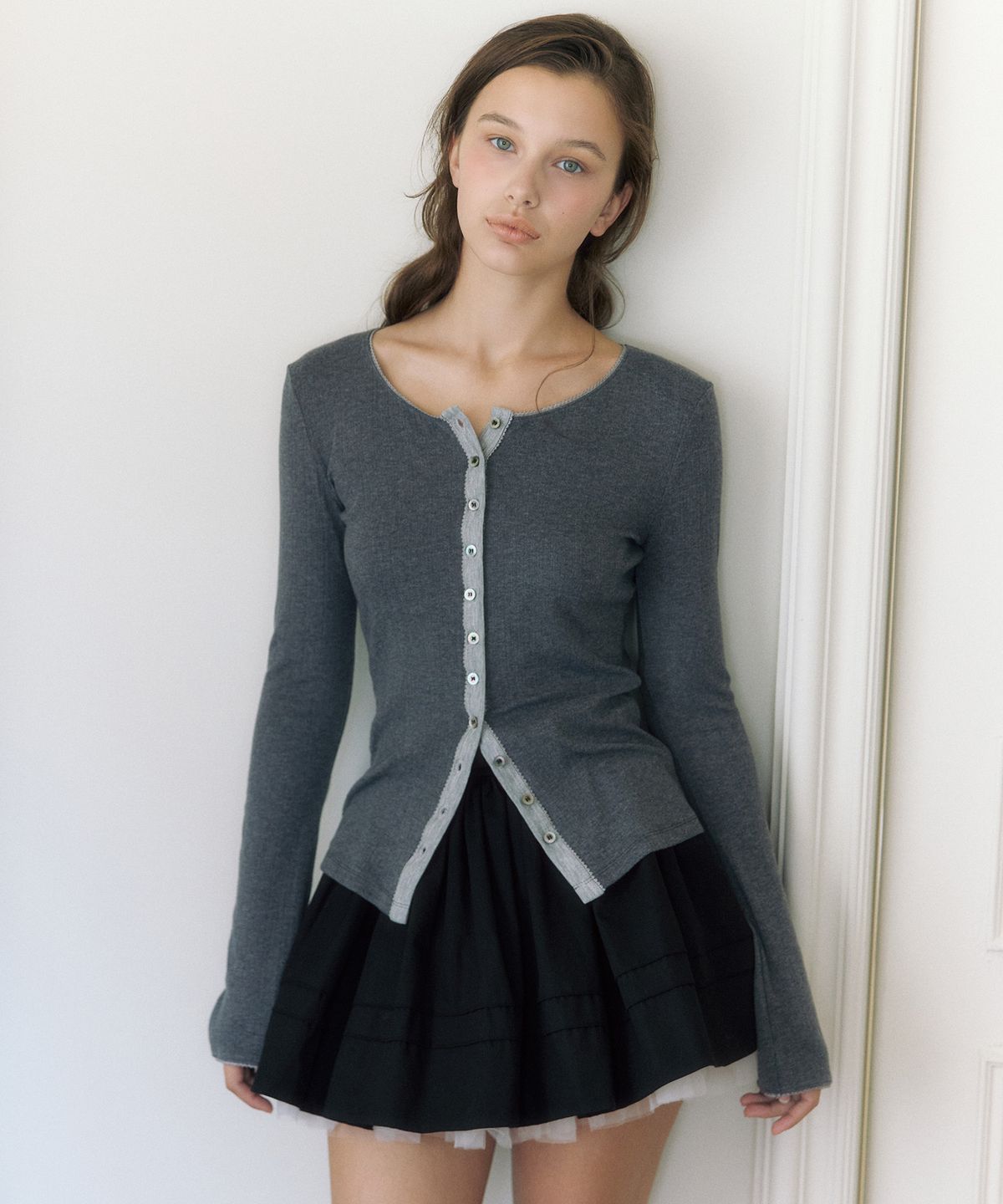 더티스(THETIS) CREAM BALLET RIBBON SKIRT_TT6W502BK