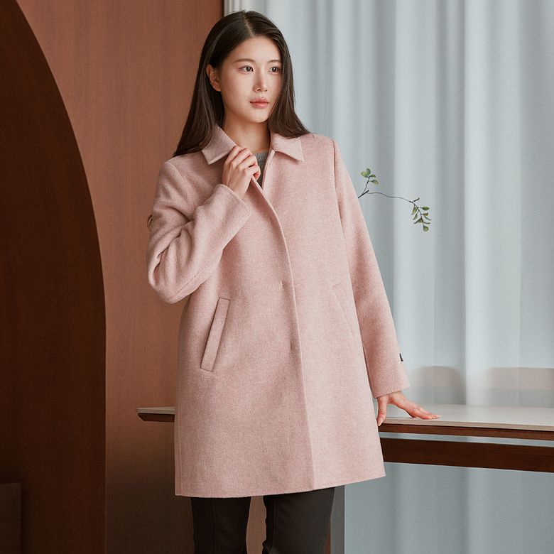 여성 체크 핸드메이드 코트