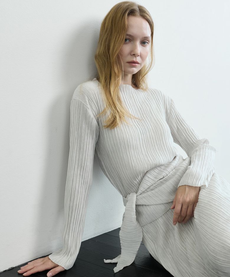 Pleated layer Set_Sand Ivory