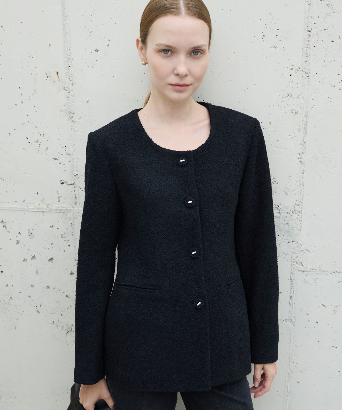 누토프(NUTOFFE) Frame Tweed Jacket_Black