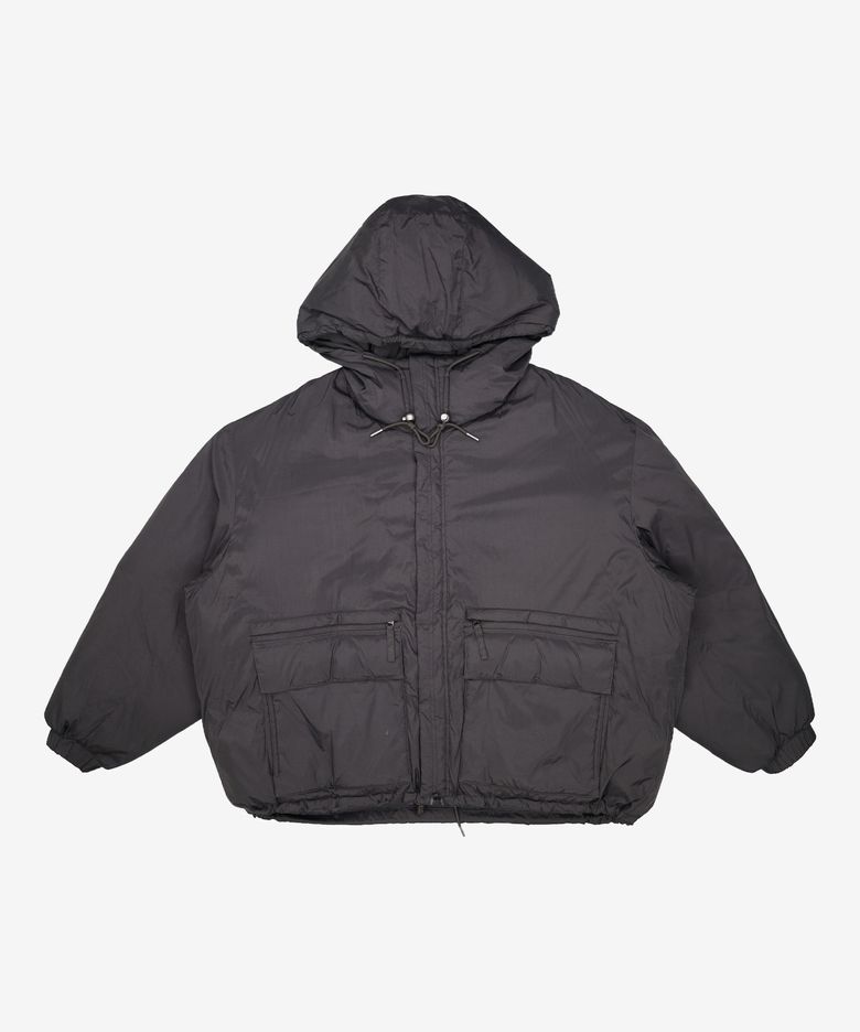 NYLON HOODED PUFFER DOWN PARKA _ BLACK XL