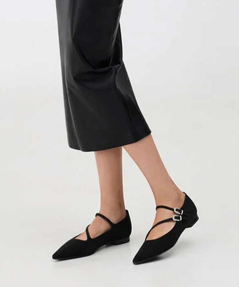 인조 스웨이드 크리스탈 버클 더블 스트랩 메리제인 2colors CK1-70381260