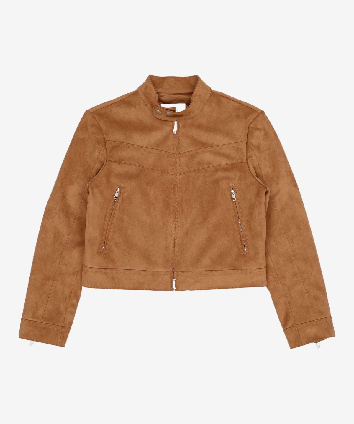 도프셉(DOFFSEPT) Vegan Leather Suede Racer Jacket in Camel XS