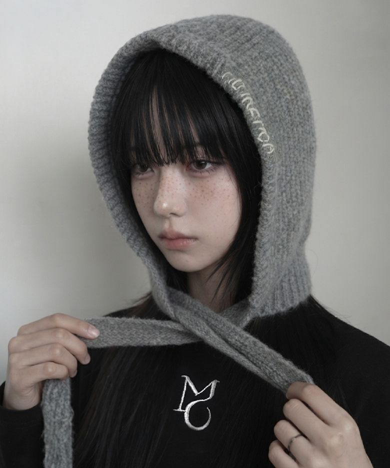 Stitch Hoodie Muffler - Gray