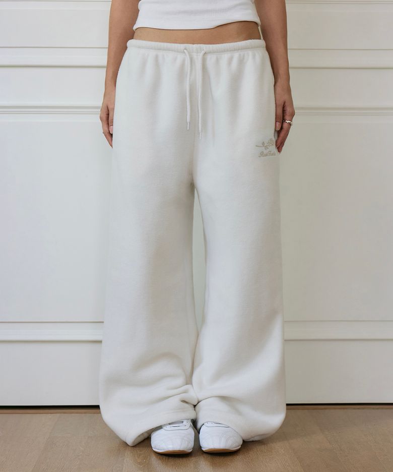 Fleece Wide-Leg Sweatpants [Ivory]