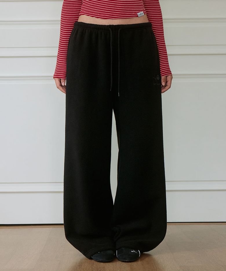 Fleece Wide-Leg Sweatpants [Black]