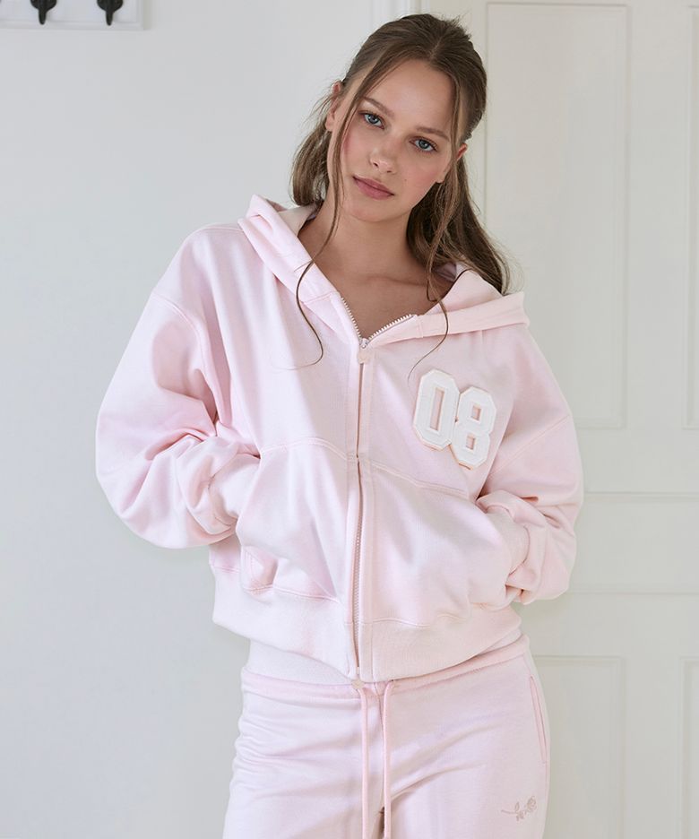 Varsity Fleece Hood Zip-Up [Pink]