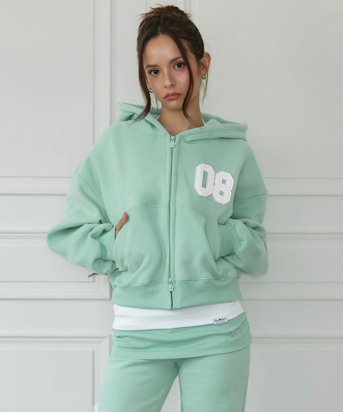 로제프란츠(ROSEFRANTZ) Varsity Fleece Hood Zip-Up [Mint]