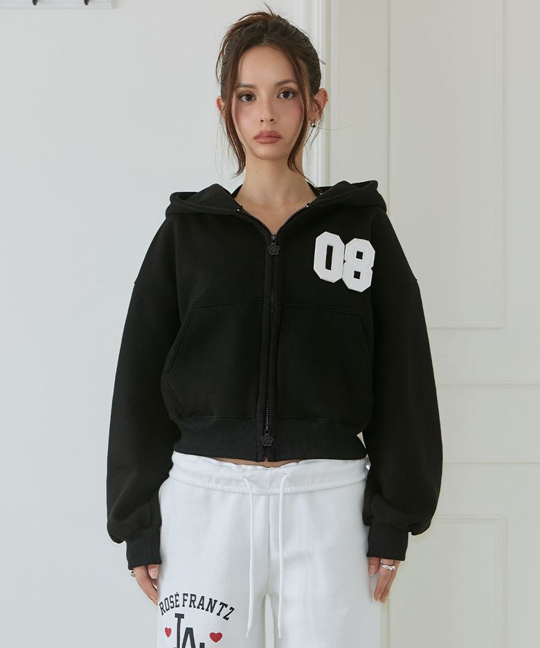 Varsity Fleece Hood Zip-Up [Black]