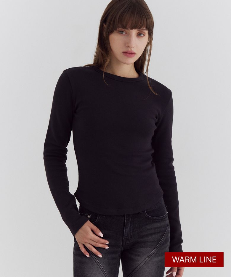 C 90S LINE BASIC WARM T-SHIRT_CHARCOAL