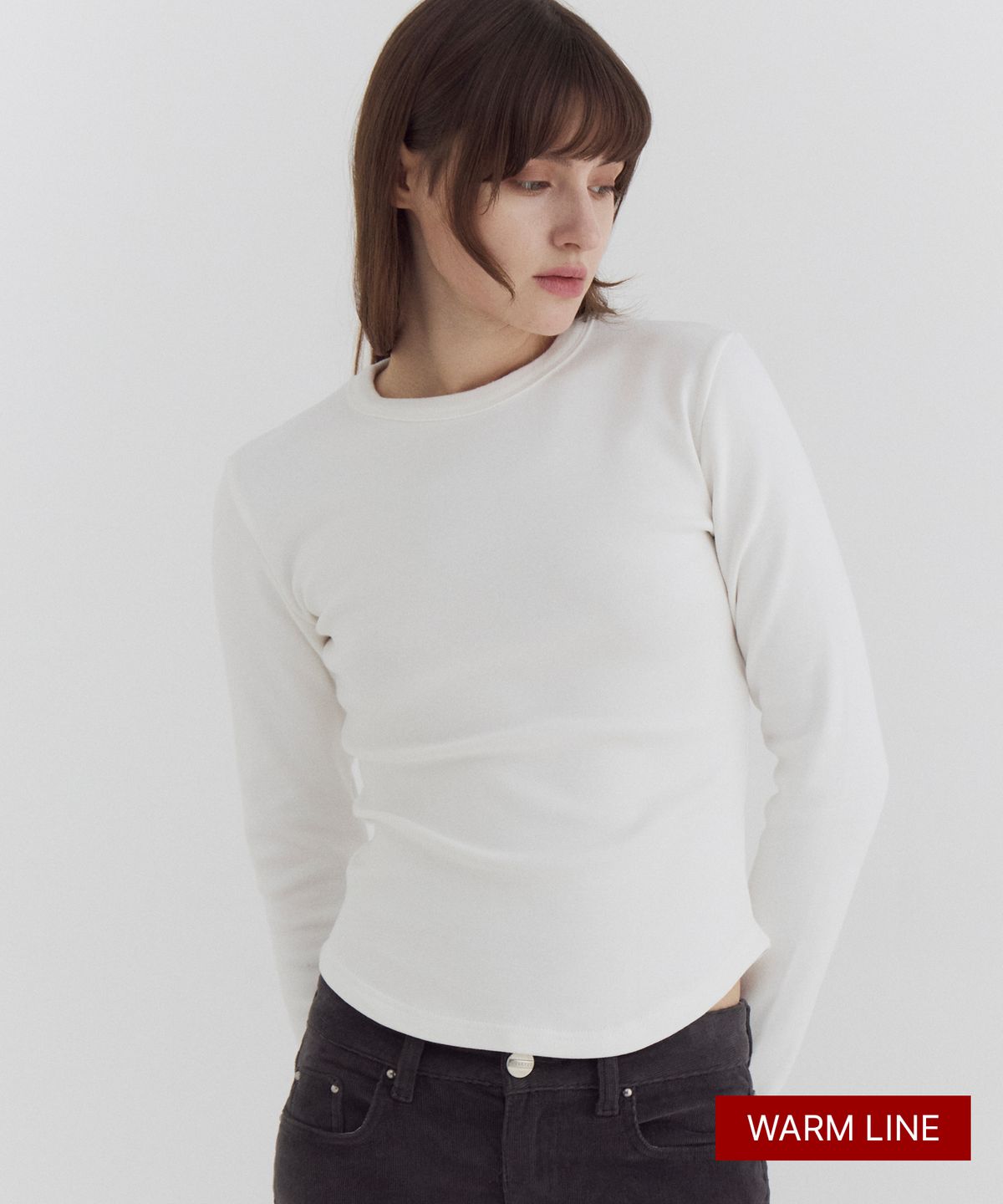 큐리티(CURETTY) C 90S LINE BASIC WARM T-SHIRT_WHITE