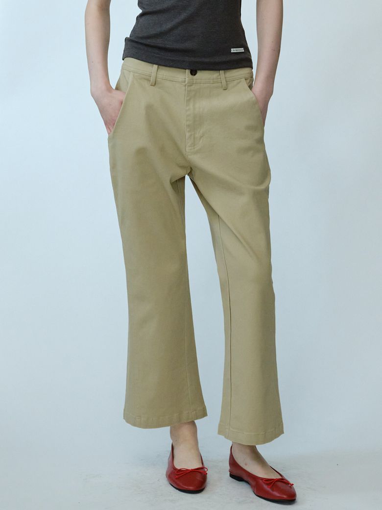 SEMI-FLARE ANKLE PANTS_BEIGE