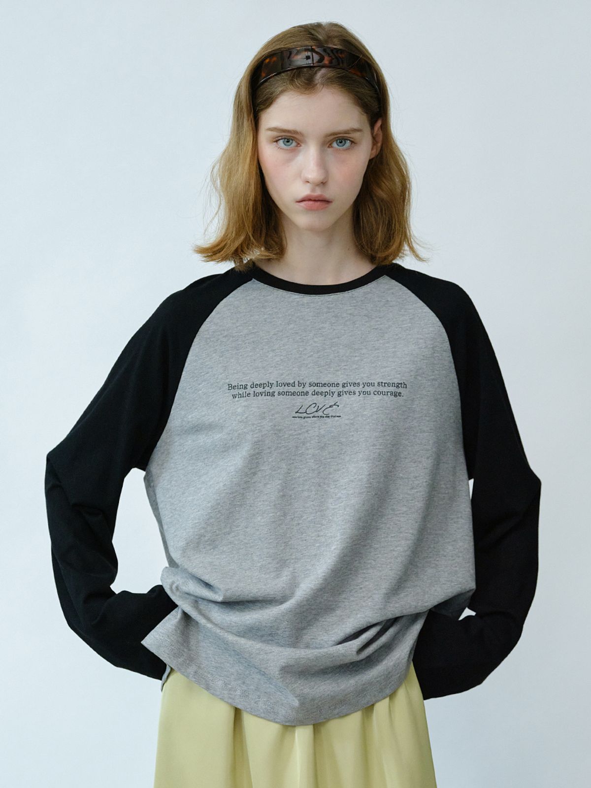 엘씨브이(LCVE) LETTERING GRAPHIC RAGLAN T-SHIRT_BLACK