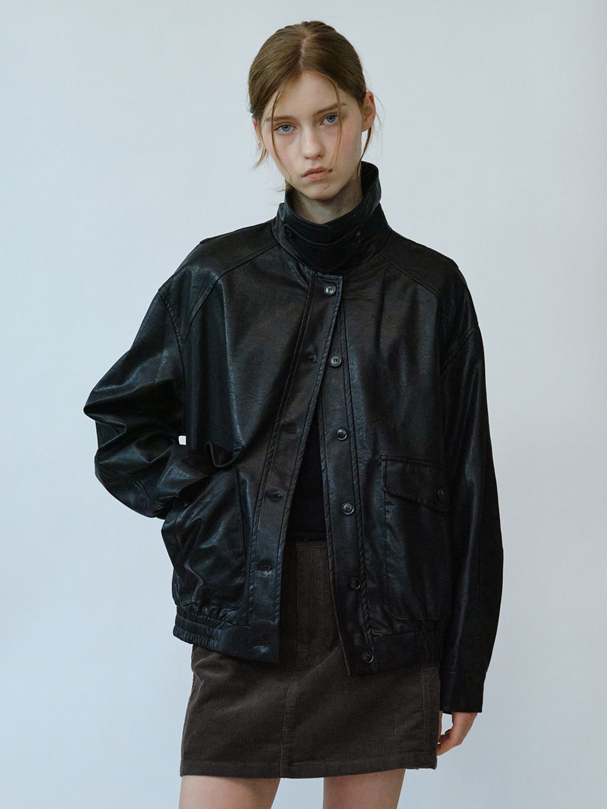 엘씨브이(LCVE) SOFT FAUX LEATHER JUMPER_BLACK