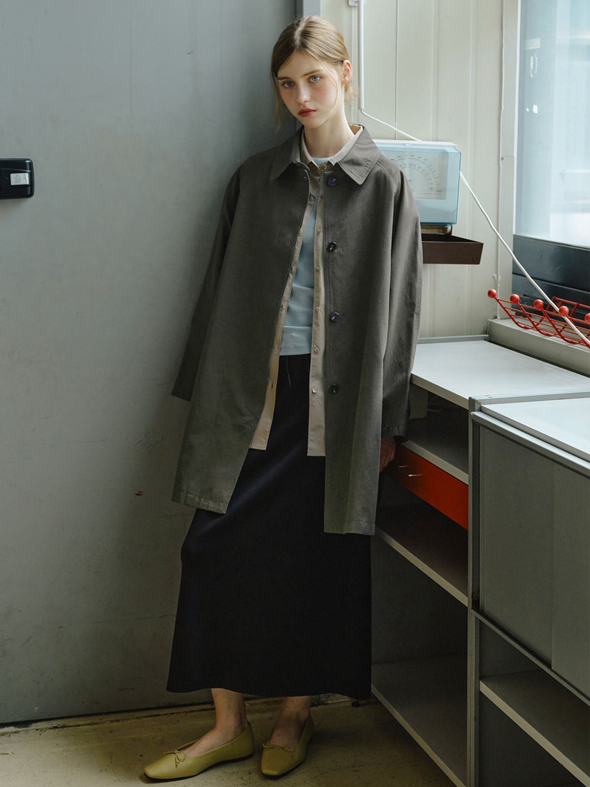 엘씨브이(LCVE) COTTON BALMACAAN COAT_CHARCOAL