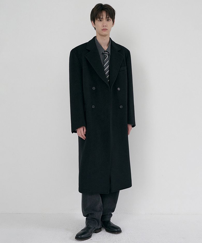 UNISEX LOOSE DOUBLE-BREASTED COAT_UDCO6D127_BLACK