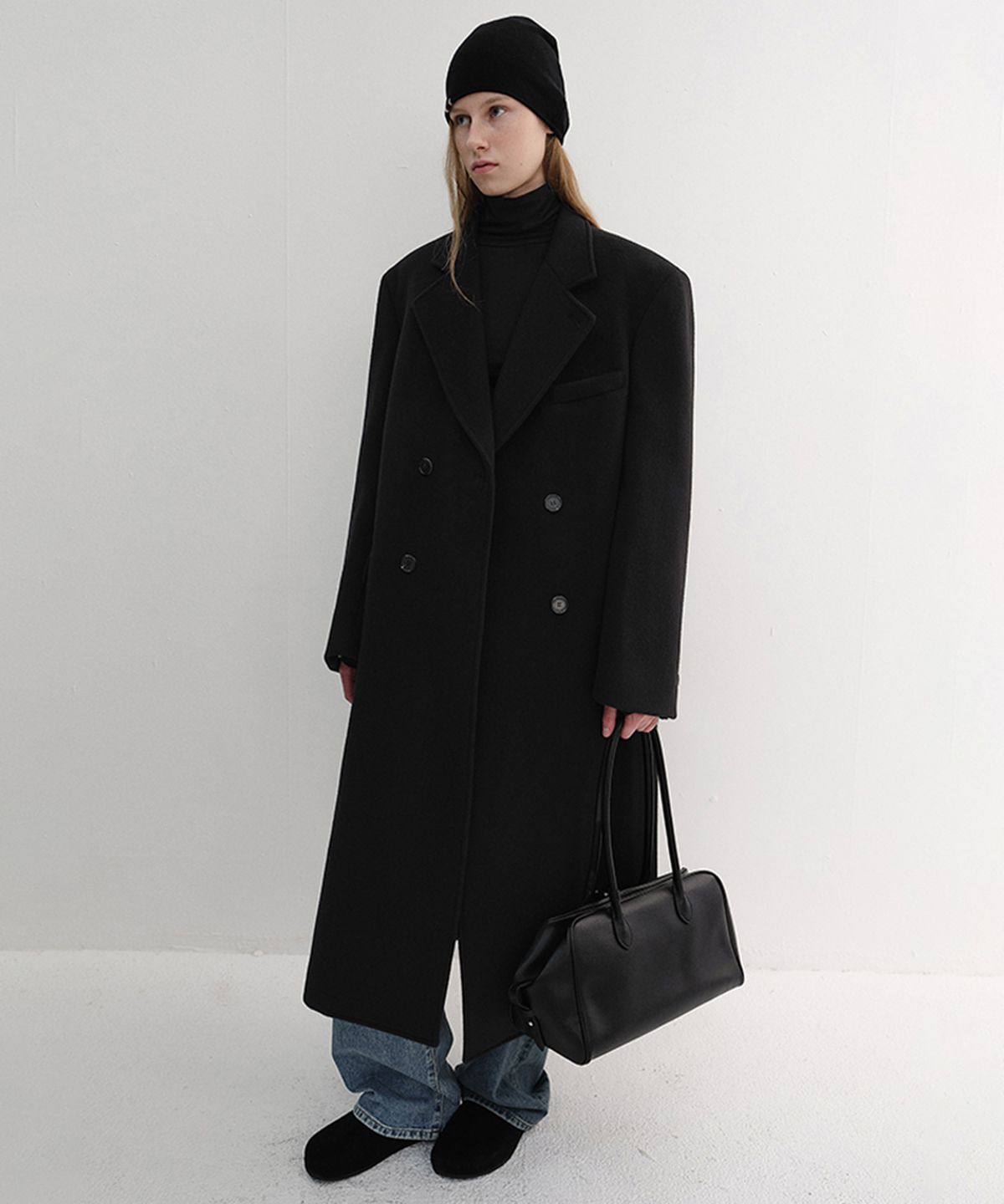 던스트(DUNST) UNISEX LOOSE DOUBLE-BREASTED COAT_UDCO6D127_BLACK