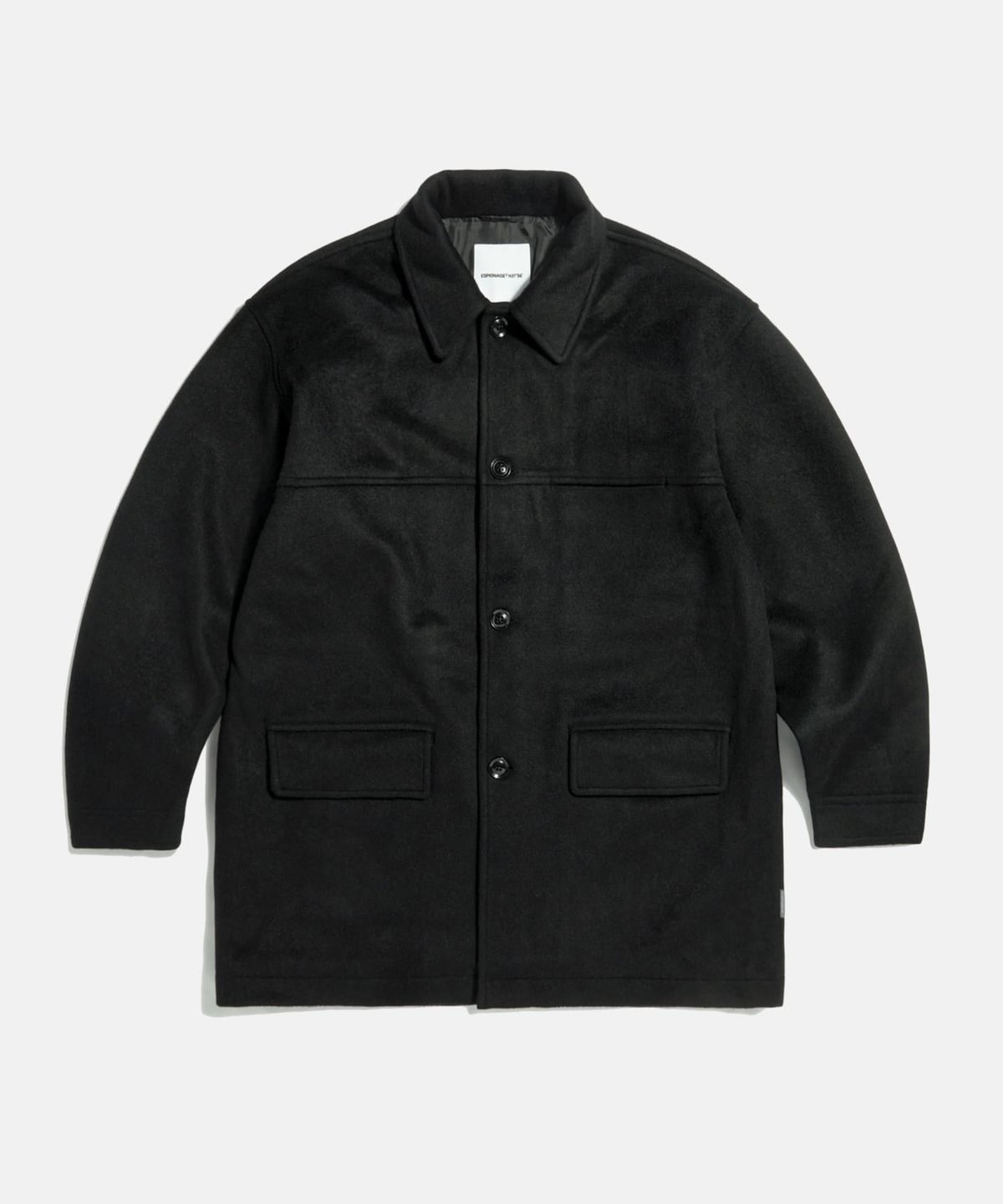 에스피오나지(ESPIONAGE) Wool Blend Car Coat Black
