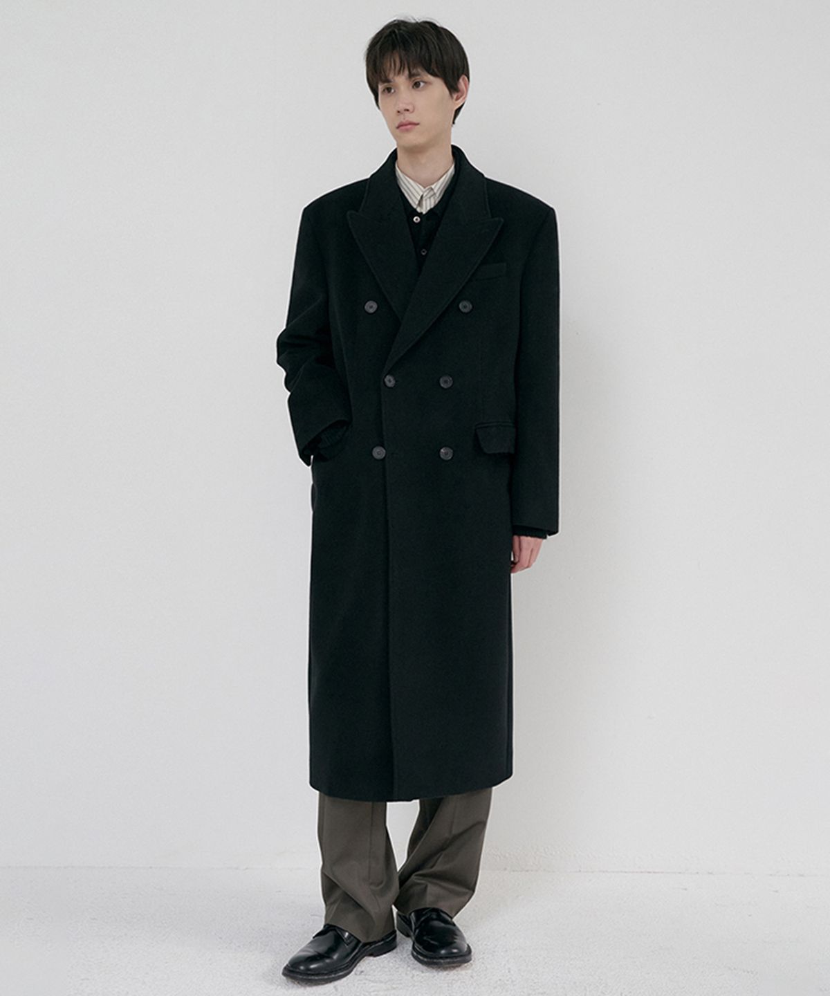 던스트 포 맨(DUNST FOR MEN) UNISEX TAILORED DOUBLE-BREASTED CASHMERE COAT_UDCO6D125_BLACK