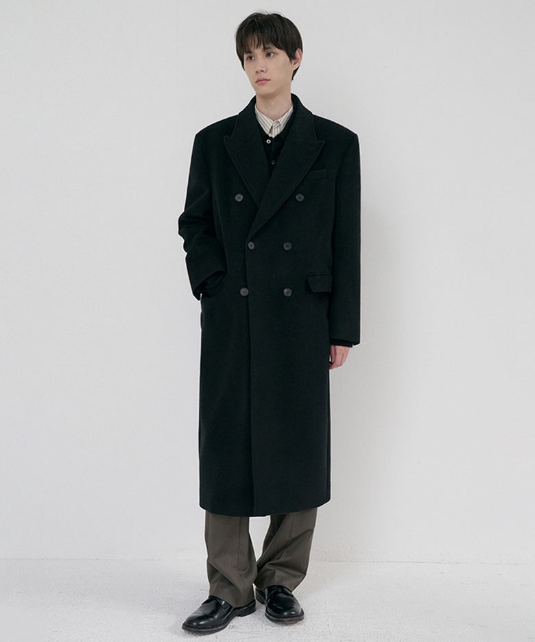 UNISEX TAILORED DOUBLE-BREASTED CASHMERE COAT_UDCO6D125_BLACK