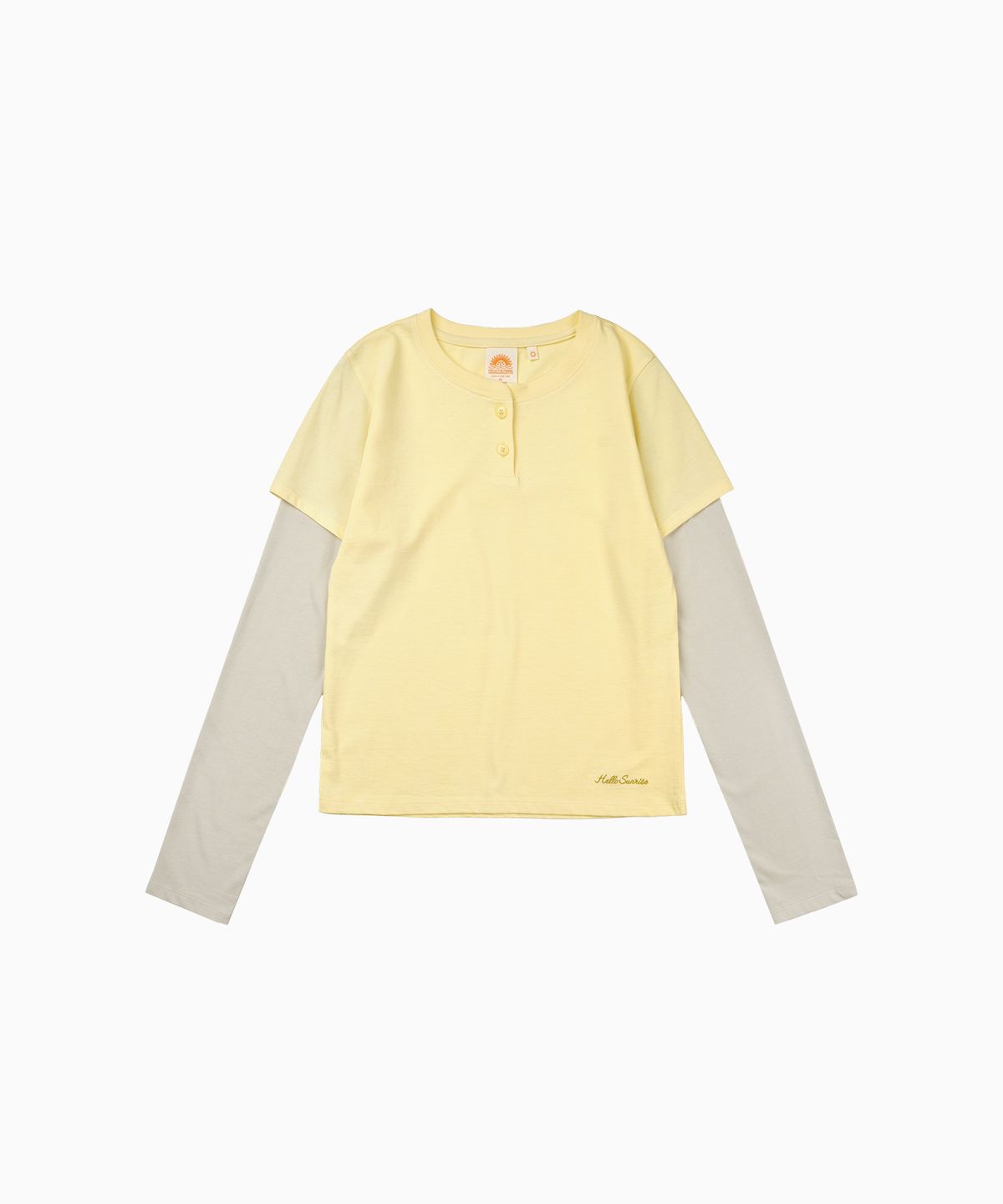 헬로 선라이즈(HELLO SUNRISE) Henley Neck Layered L/S Tee(W)_Light Yellow