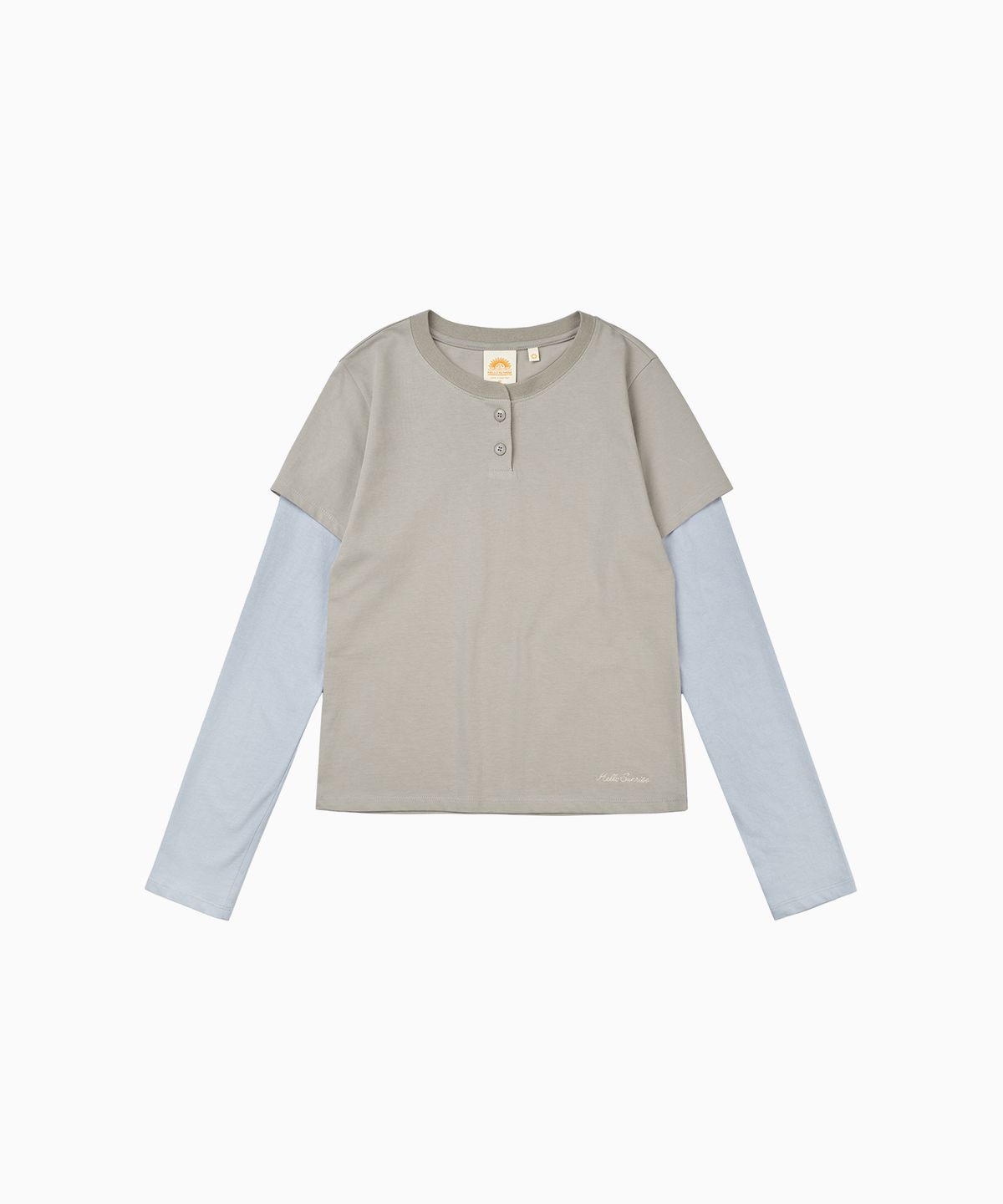헬로 선라이즈(HELLO SUNRISE) Henley Neck Layered L/S Tee(W)_Beige
