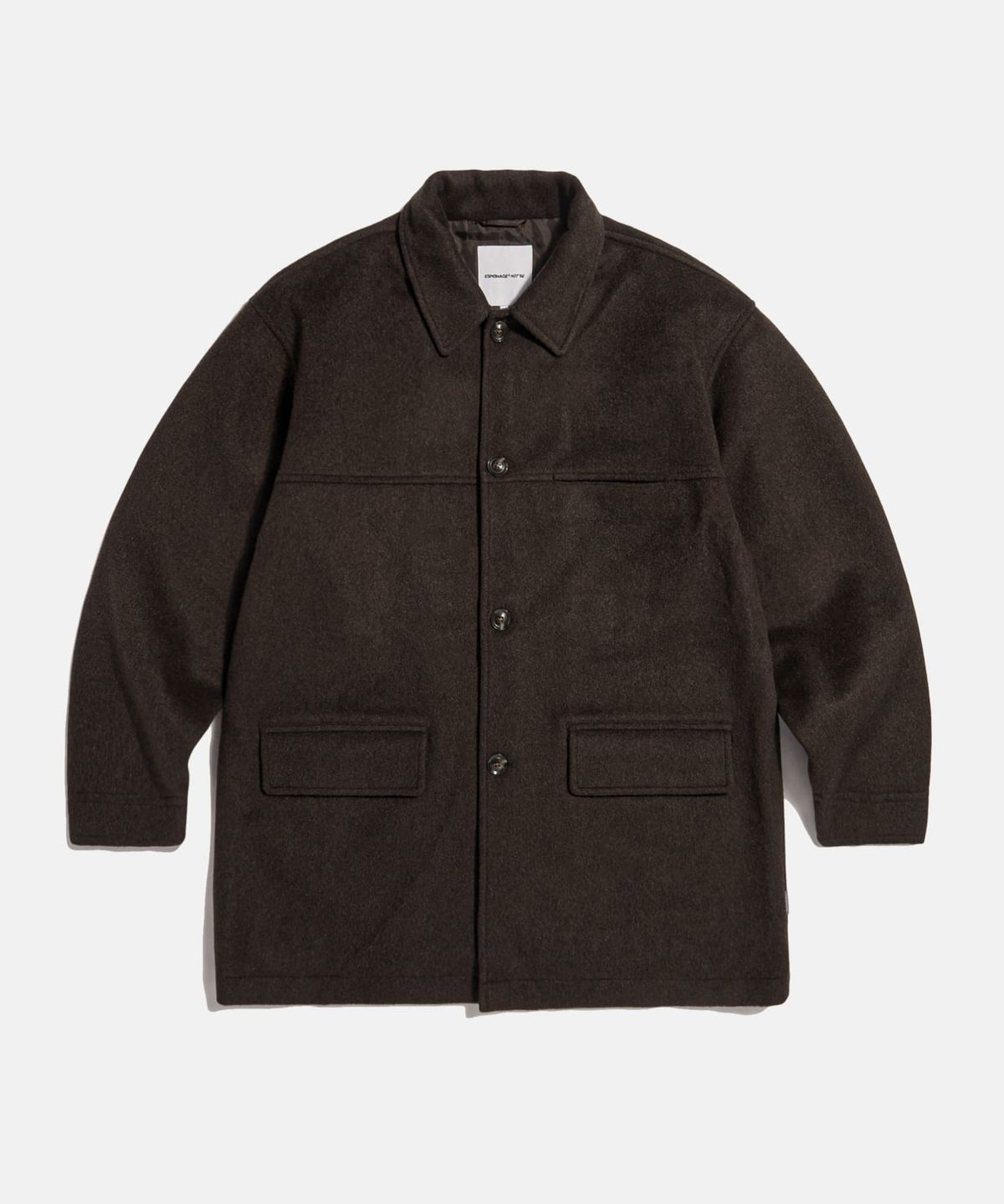 에스피오나지(ESPIONAGE) Wool Blend Car Coat Dark Mocha