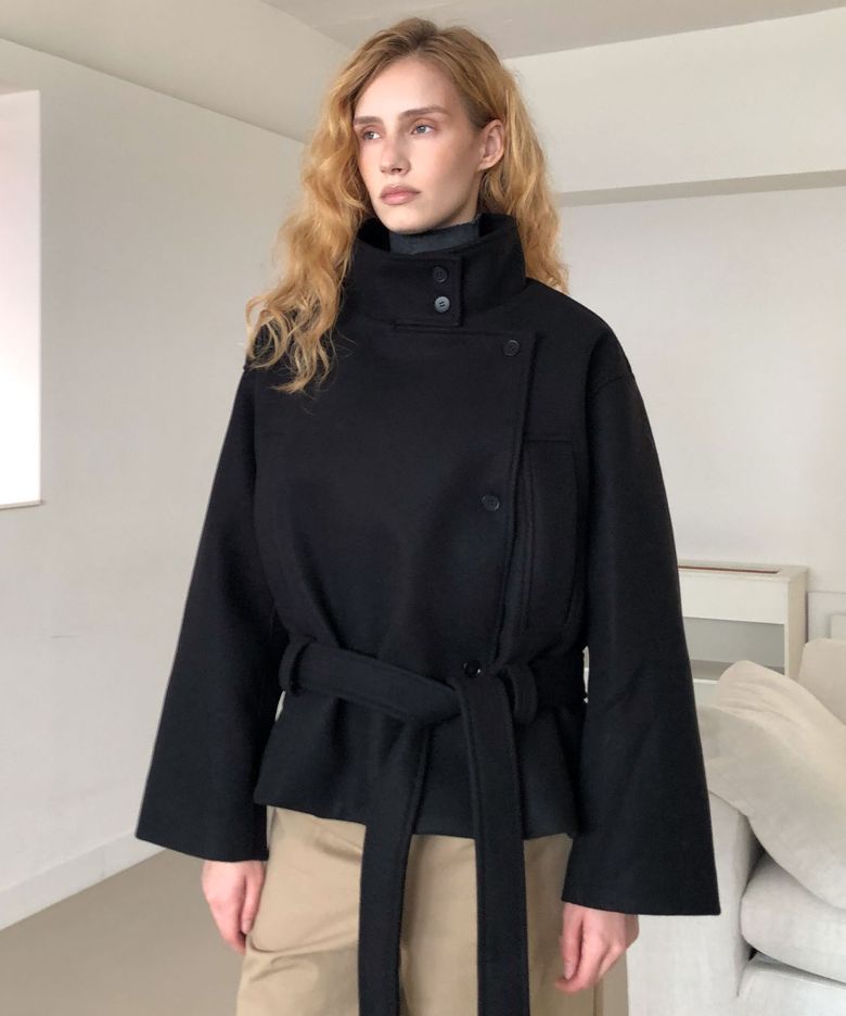 Moor wool half coat (black)